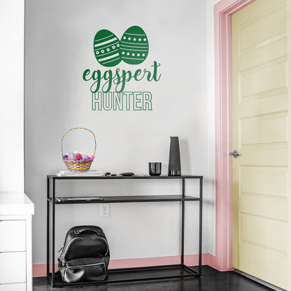Easter Day Vinyl Wall Art Decal - Eggspert Hunter - 25" x 23" - Eggs Resurrection Sunday Pascha Holiday Modern Cute Home Living Room Bedroom Apartment Nursery Playroom Decor