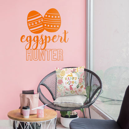Easter Day Vinyl Wall Art Decal - Eggspert Hunter - 25" x 23" - Eggs Resurrection Sunday Pascha Holiday Modern Cute Home Living Room Bedroom Apartment Nursery Playroom Decor