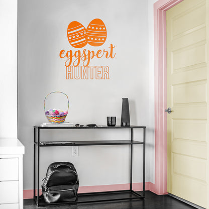 Easter Day Vinyl Wall Art Decal - Eggspert Hunter - 25" x 23" - Eggs Resurrection Sunday Pascha Holiday Modern Cute Home Living Room Bedroom Apartment Nursery Playroom Decor