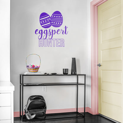 Easter Day Vinyl Wall Art Decal - Eggspert Hunter - 25" x 23" - Eggs Resurrection Sunday Pascha Holiday Modern Cute Home Living Room Bedroom Apartment Nursery Playroom Decor