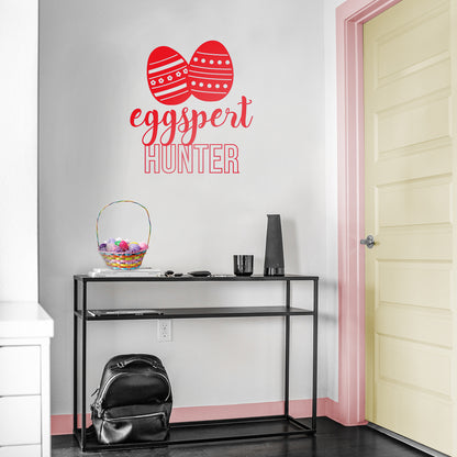 Easter Day Vinyl Wall Art Decal - Eggspert Hunter - 25" x 23" - Eggs Resurrection Sunday Pascha Holiday Modern Cute Home Living Room Bedroom Apartment Nursery Playroom Decor
