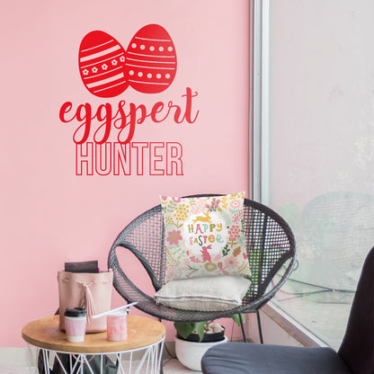 Easter Day Vinyl Wall Art Decal - Eggspert Hunter - 25" x 23" - Eggs Resurrection Sunday Pascha Holiday Modern Cute Home Living Room Bedroom Apartment Nursery Playroom Decor