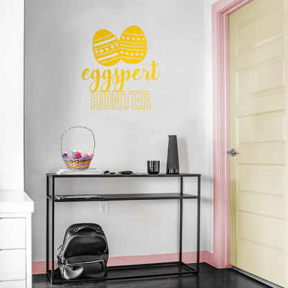 Easter Day Vinyl Wall Art Decal - Eggspert Hunter - 25" x 23" - Eggs Resurrection Sunday Pascha Holiday Modern Cute Home Living Room Bedroom Apartment Nursery Playroom Decor