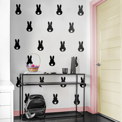 Set of 15 Easter Day Vinyl Wall Art Decals - Bunny Tails - 7" x 4" Each - Resurrection Sunday Pascha Holiday Cute Home Living Room Bedroom Apartment Office Work Nursery Decor