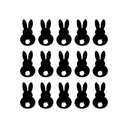 Set of 15 Easter Day Vinyl Wall Art Decals - Bunny Tails - 7" x 4" Each - Resurrection Sunday Pascha Holiday Cute Home Living Room Bedroom Apartment Office Work Nursery Decor