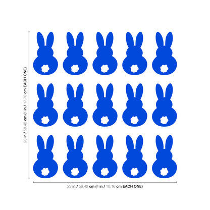 Set of 15 Easter Day Vinyl Wall Art Decals - Bunny Tails - 7" x 4" Each - Resurrection Sunday Pascha Holiday Cute Home Living Room Bedroom Apartment Office Work Nursery Decor