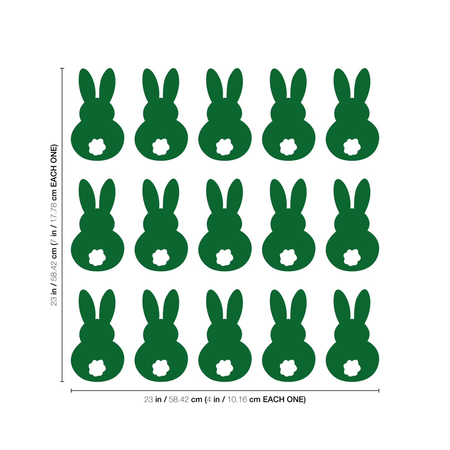 Set of 15 Easter Day Vinyl Wall Art Decals - Bunny Tails - 7" x 4" Each - Resurrection Sunday Pascha Holiday Cute Home Living Room Bedroom Apartment Office Work Nursery Decor