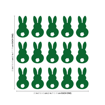 Set of 15 Easter Day Vinyl Wall Art Decals - Bunny Tails - 7" x 4" Each - Resurrection Sunday Pascha Holiday Cute Home Living Room Bedroom Apartment Office Work Nursery Decor