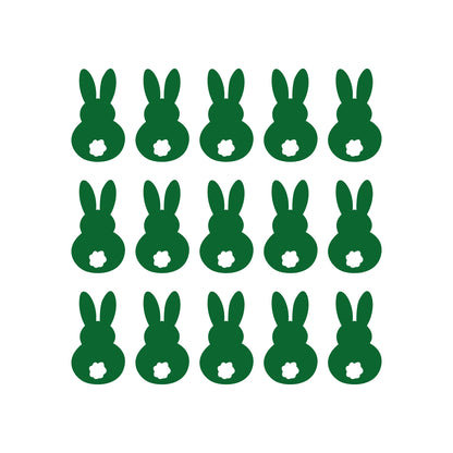 Set of 15 Easter Day Vinyl Wall Art Decals - Bunny Tails - 7" x 4" Each - Resurrection Sunday Pascha Holiday Cute Home Living Room Bedroom Apartment Office Work Nursery Decor