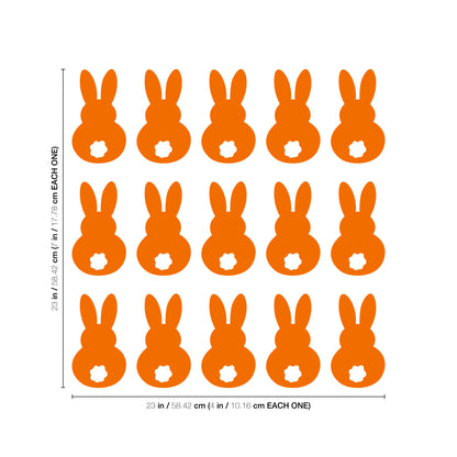 Set of 15 Easter Day Vinyl Wall Art Decals - Bunny Tails - 7" x 4" Each - Resurrection Sunday Pascha Holiday Cute Home Living Room Bedroom Apartment Office Work Nursery Decor