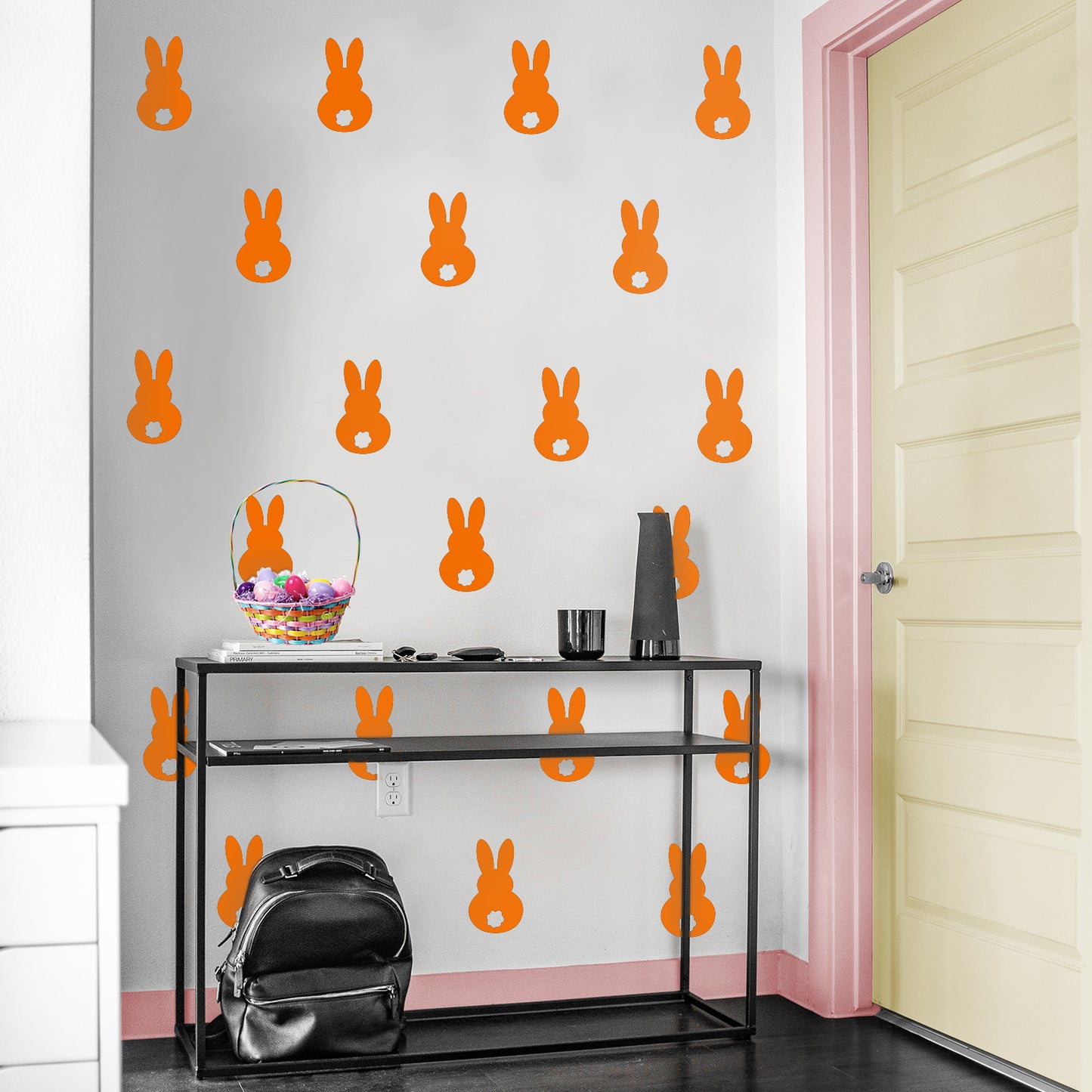 Set of 15 Easter Day Vinyl Wall Art Decals - Bunny Tails - 7" x 4" Each - Resurrection Sunday Pascha Holiday Cute Home Living Room Bedroom Apartment Office Work Nursery Decor