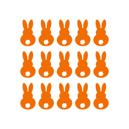 Set of 15 Easter Day Vinyl Wall Art Decals - Bunny Tails - 7" x 4" Each - Resurrection Sunday Pascha Holiday Cute Home Living Room Bedroom Apartment Office Work Nursery Decor