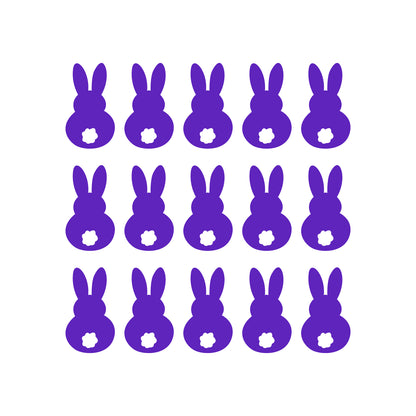 Set of 15 Easter Day Vinyl Wall Art Decals - Bunny Tails - 7" x 4" Each - Resurrection Sunday Pascha Holiday Cute Home Living Room Bedroom Apartment Office Work Nursery Decor