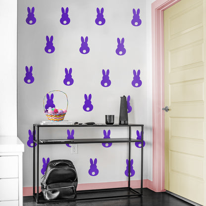 Set of 15 Easter Day Vinyl Wall Art Decals - Bunny Tails - 7" x 4" Each - Resurrection Sunday Pascha Holiday Cute Home Living Room Bedroom Apartment Office Work Nursery Decor