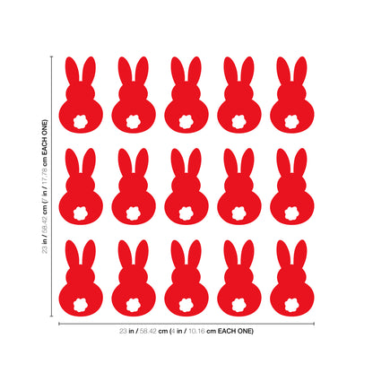 Set of 15 Easter Day Vinyl Wall Art Decals - Bunny Tails - 7" x 4" Each - Resurrection Sunday Pascha Holiday Cute Home Living Room Bedroom Apartment Office Work Nursery Decor