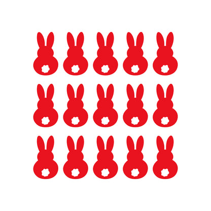 Set of 15 Easter Day Vinyl Wall Art Decals - Bunny Tails - 7" x 4" Each - Resurrection Sunday Pascha Holiday Cute Home Living Room Bedroom Apartment Office Work Nursery Decor