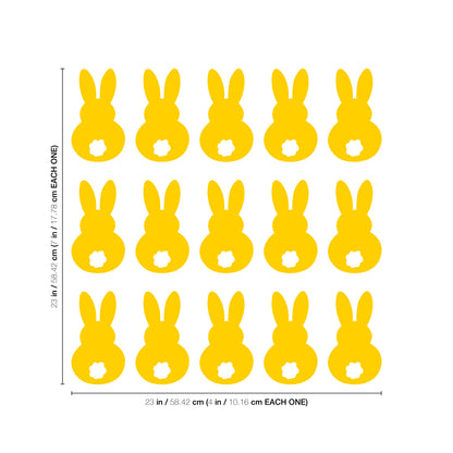 Set of 15 Easter Day Vinyl Wall Art Decals - Bunny Tails - 7" x 4" Each - Resurrection Sunday Pascha Holiday Cute Home Living Room Bedroom Apartment Office Work Nursery Decor