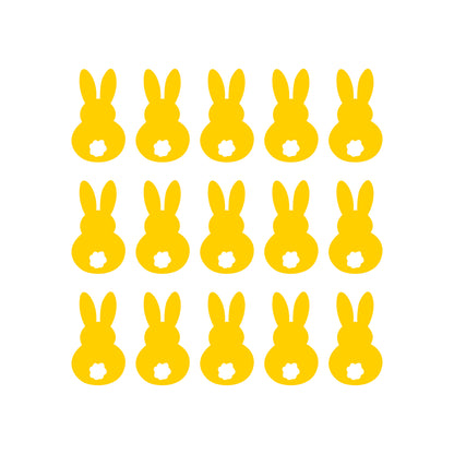 Set of 15 Easter Day Vinyl Wall Art Decals - Bunny Tails - 7" x 4" Each - Resurrection Sunday Pascha Holiday Cute Home Living Room Bedroom Apartment Office Work Nursery Decor