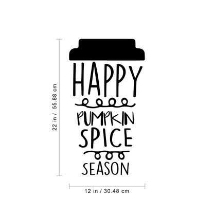 Vinyl Wall Art Decal - Happy Pumpkin Spice Season - 22" x 12" - Modern Cute Halloween Quote for Home Bedroom Living Room School Office Store Holiday Seasonal Decoration Sticker