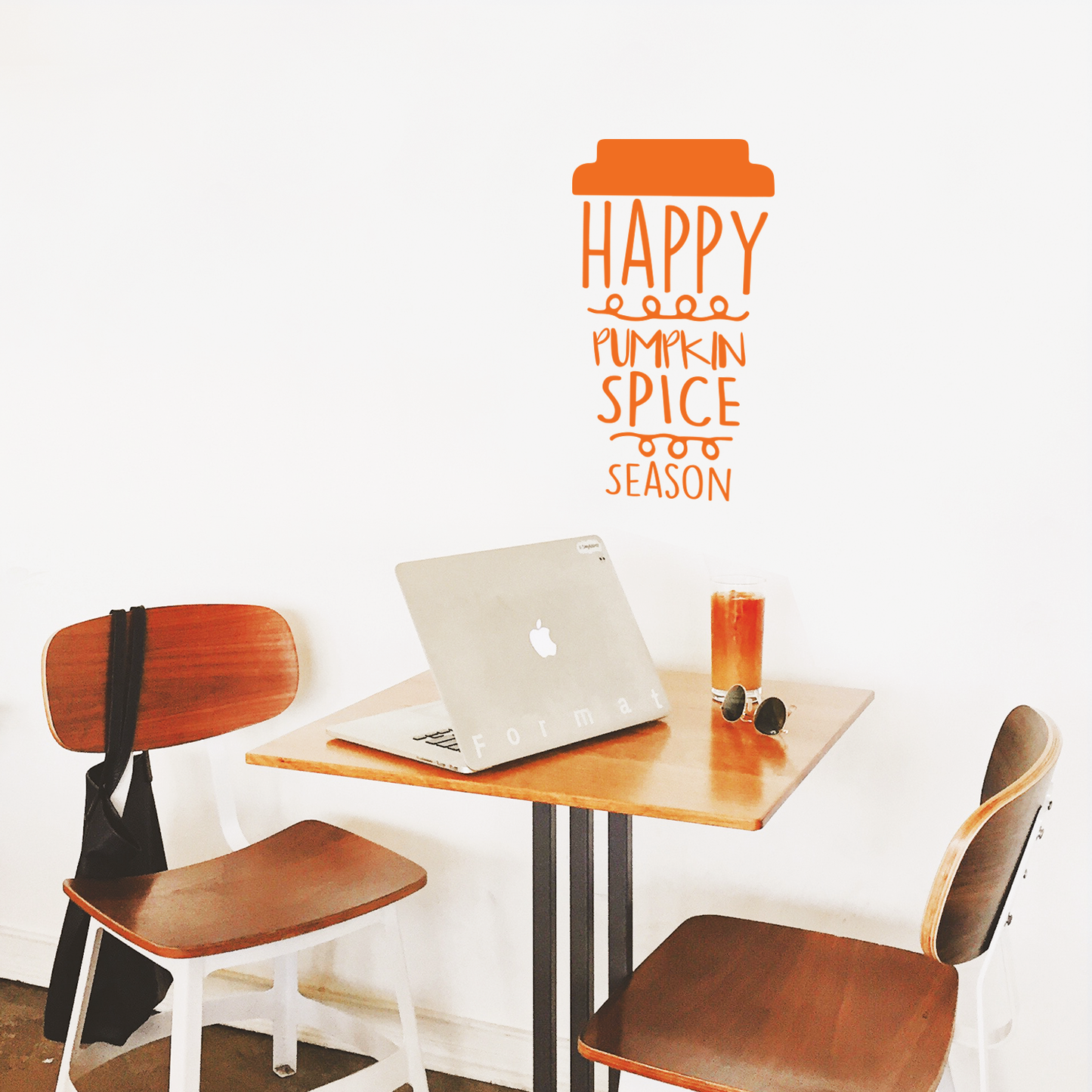 Vinyl Wall Art Decal - Happy Pumpkin Spice Season - 22" x 12" - Modern Cute Halloween Quote for Home Bedroom Living Room School Office Store Holiday Seasonal Decoration Sticker