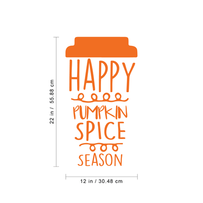 Vinyl Wall Art Decal - Happy Pumpkin Spice Season - 22" x 12" - Modern Cute Halloween Quote for Home Bedroom Living Room School Office Store Holiday Seasonal Decoration Sticker