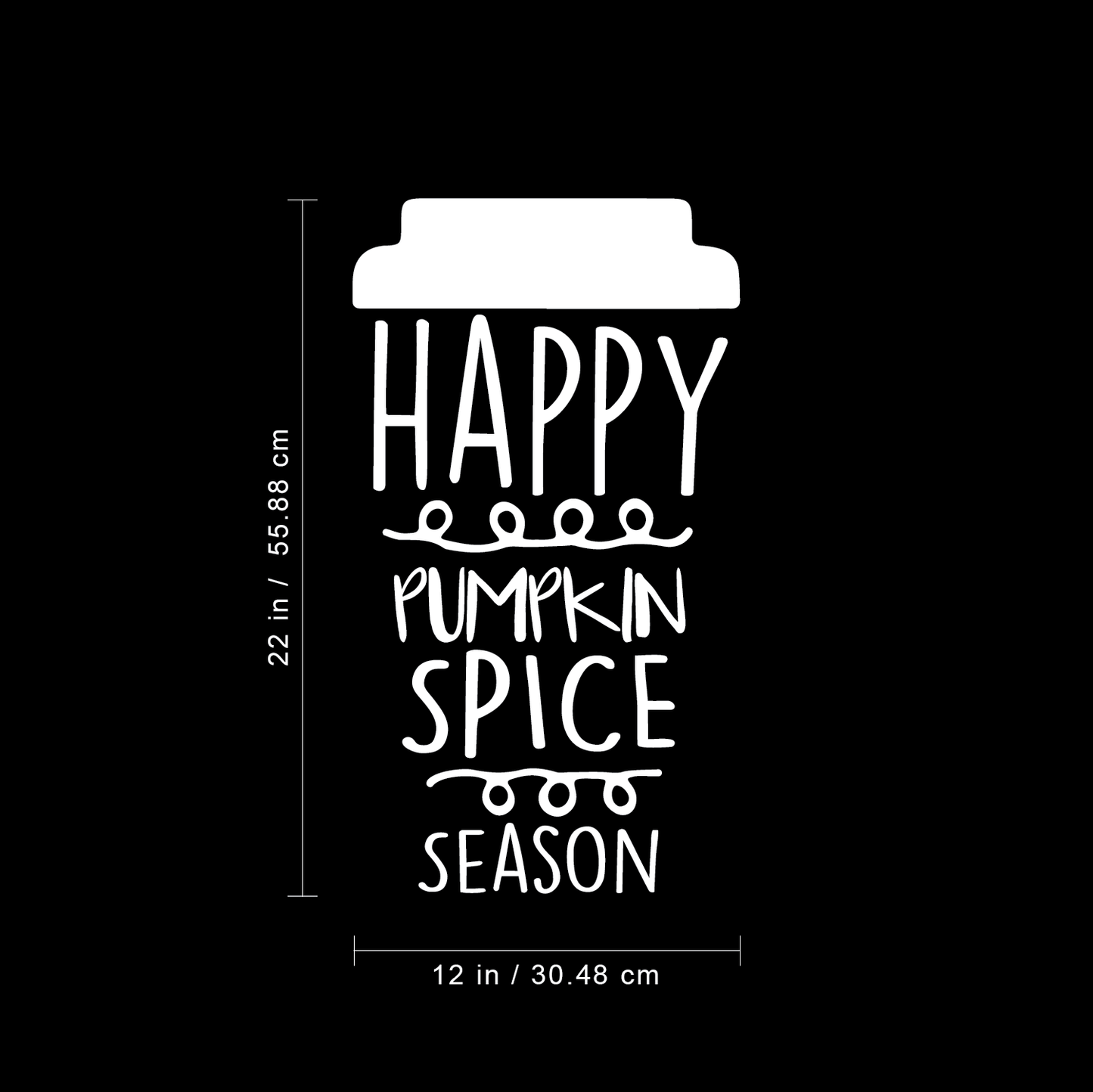 Vinyl Wall Art Decal - Happy Pumpkin Spice Season - 22" x 12" - Modern Cute Halloween Quote for Home Bedroom Living Room School Office Store Holiday Seasonal Decoration Sticker