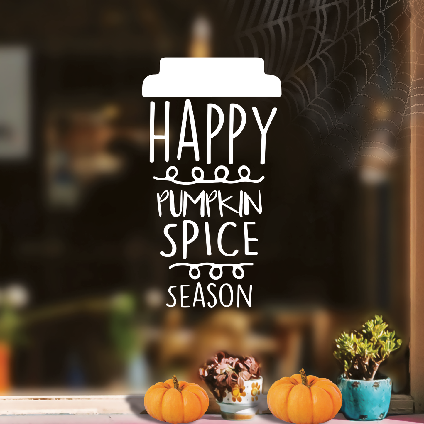 Vinyl Wall Art Decal - Happy Pumpkin Spice Season - 22" x 12" - Modern Cute Halloween Quote for Home Bedroom Living Room School Office Store Holiday Seasonal Decoration Sticker