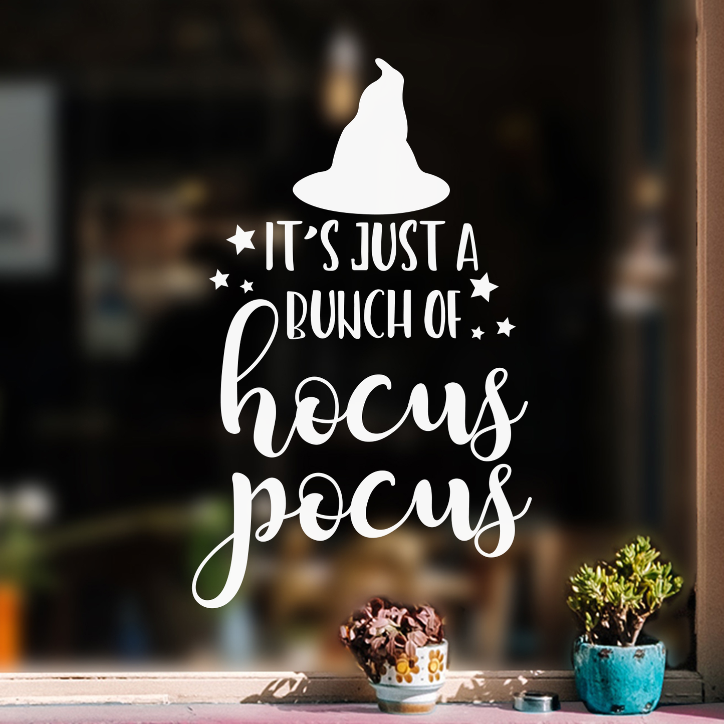 Vinyl Wall Art Decal - It's Just A Bunch of Hocus Pocus - 27.5" x 17" - Modern Magical Halloween Quote for Home Bedroom Kids Room Store Coffee Shop Seasonal Decoration Sticker