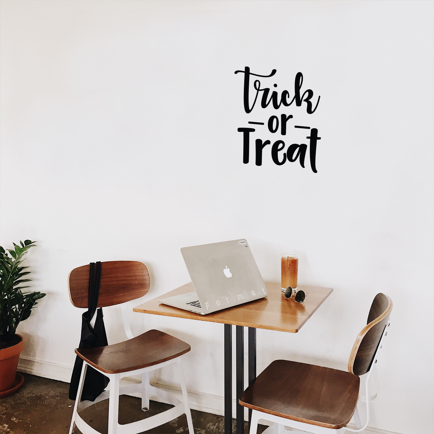 Vinyl Wall Art Decal - Trick Or Treat - 19" x 17" - Modern Magical Halloween Quote for Home Bedroom Kids Room Store Coffee Shop Seasonal Decoration Sticker