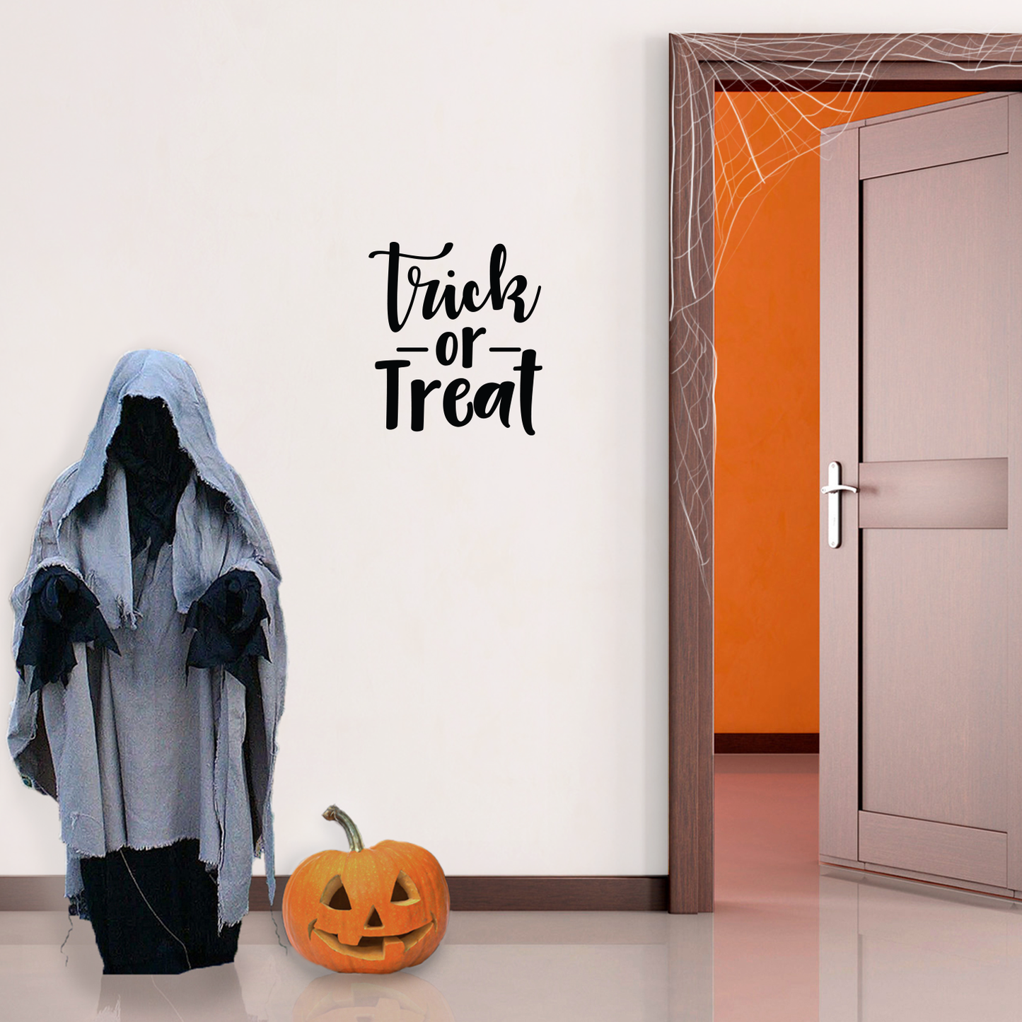 Vinyl Wall Art Decal - Trick Or Treat - 19" x 17" - Modern Magical Halloween Quote for Home Bedroom Kids Room Store Coffee Shop Seasonal Decoration Sticker