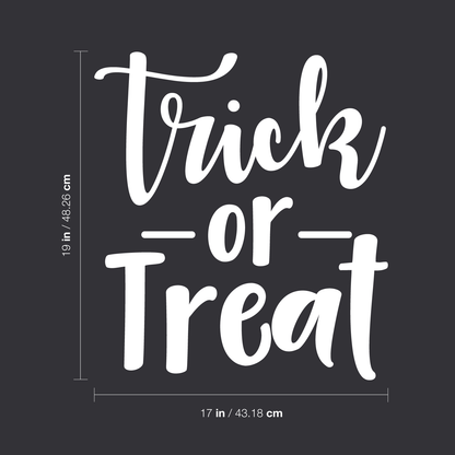 Vinyl Wall Art Decal - Trick Or Treat - 19" x 17" - Modern Magical Halloween Quote for Home Bedroom Kids Room Store Coffee Shop Seasonal Decoration Sticker