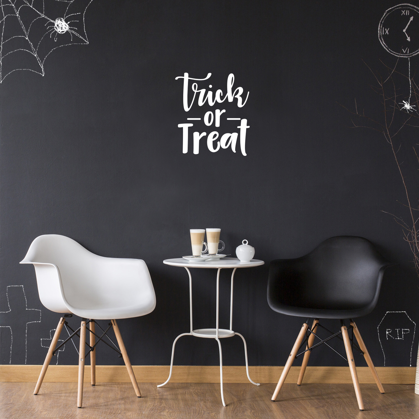 Vinyl Wall Art Decal - Trick Or Treat - 19" x 17" - Modern Magical Halloween Quote for Home Bedroom Kids Room Store Coffee Shop Seasonal Decoration Sticker