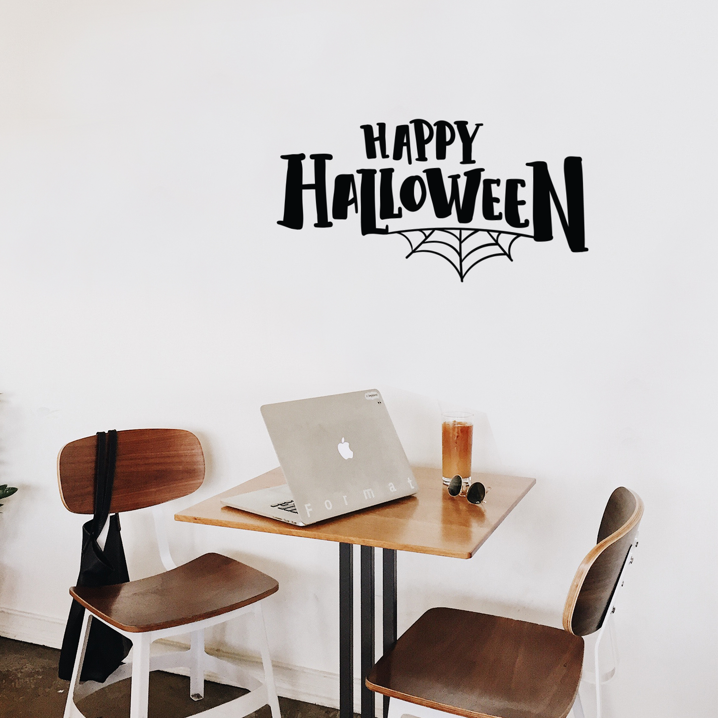 Vinyl Wall Art Decal - Happy Halloween - 15" x 28" - Modern Spooky Halloween Quote for Home Bedroom Kids Room Store Coffee Shop Seasonal Decoration Sticker