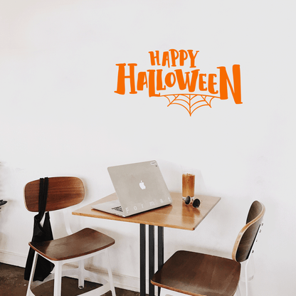 Vinyl Wall Art Decal - Happy Halloween - 15" x 28" - Modern Spooky Halloween Quote for Home Bedroom Kids Room Store Coffee Shop Seasonal Decoration Sticker