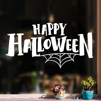 Vinyl Wall Art Decal - Happy Halloween - 15" x 28" - Modern Spooky Halloween Quote for Home Bedroom Kids Room Store Coffee Shop Seasonal Decoration Sticker