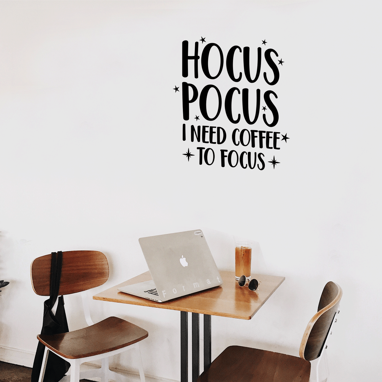 Vinyl Wall Art Decal - Hocus Pocus I Need Coffee to Focus - 23" x 22" - Modern Magical Halloween Quote for Home Bedroom Store Coffee Shop Seasonal Decoration Sticker