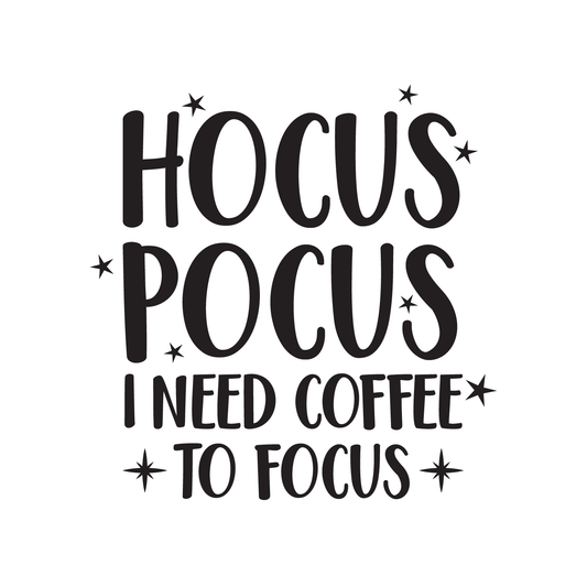 Vinyl Wall Art Decal - Hocus Pocus I Need Coffee to Focus - 23" x 22" - Modern Magical Halloween Quote for Home Bedroom Store Coffee Shop Seasonal Decoration Sticker