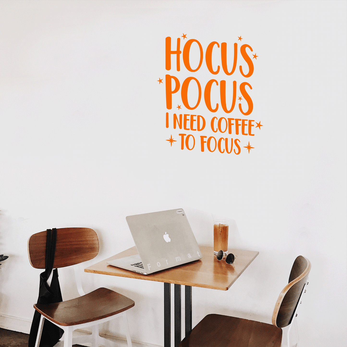 Vinyl Wall Art Decal - Hocus Pocus I Need Coffee to Focus - 23" x 22" - Modern Magical Halloween Quote for Home Bedroom Store Coffee Shop Seasonal Decoration Sticker