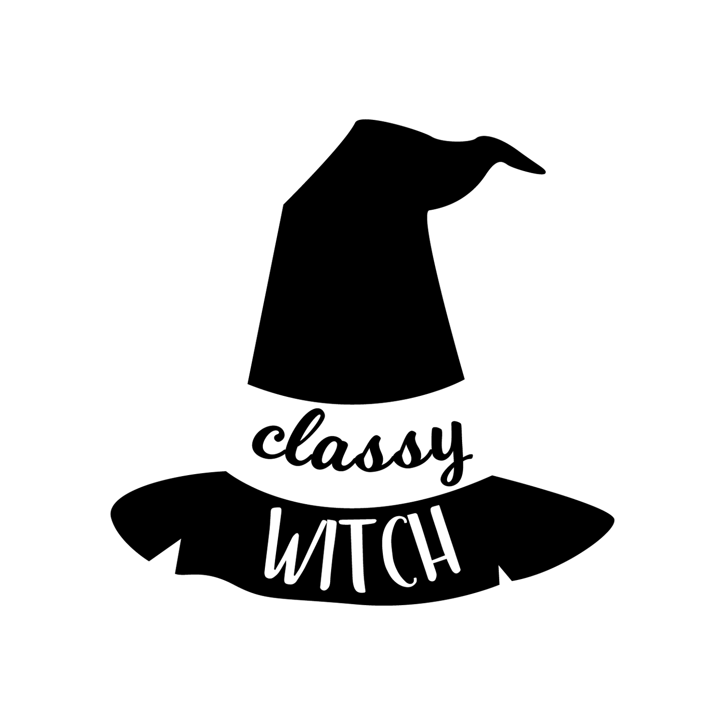 Vinyl Wall Art Decal - Classy Witch - 17" x 18" - Trendy Halloween Season Hat Shape Cursive Quote for Home Bedroom Living Room School Classroom Office Decoration Sticker