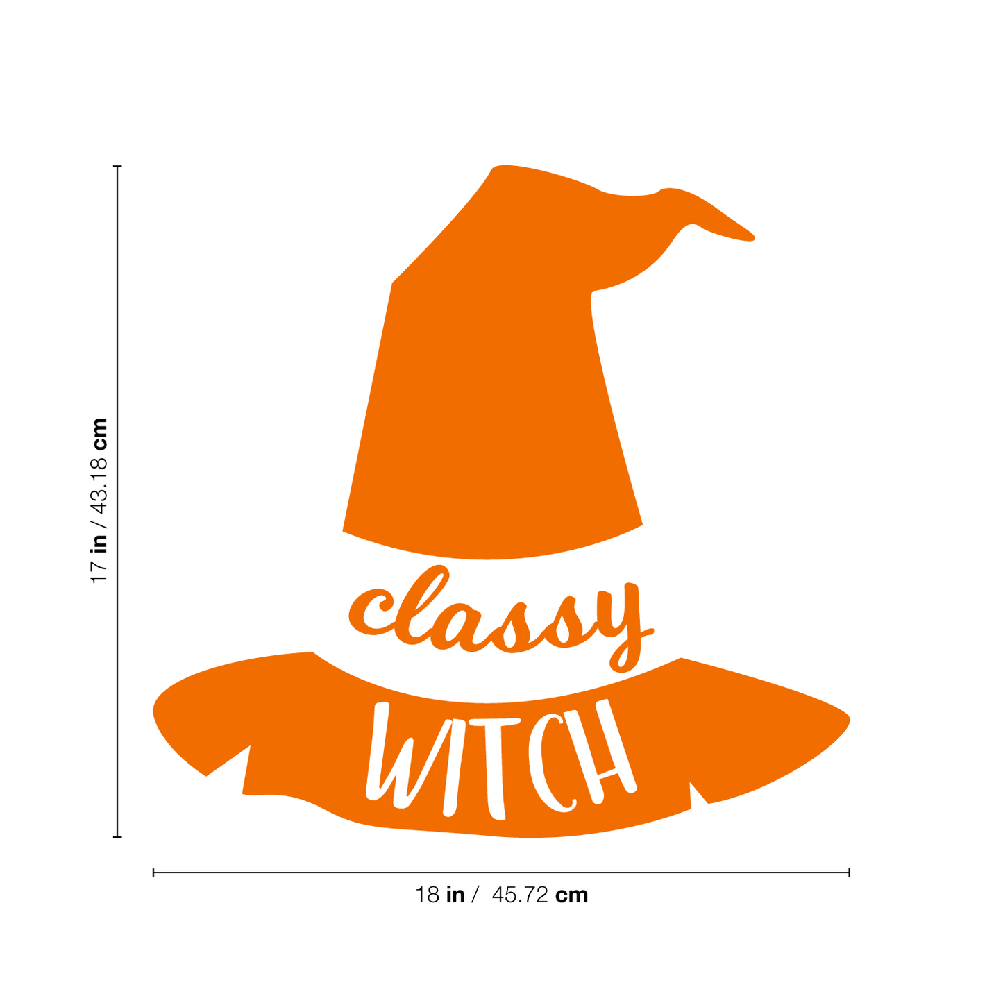 Vinyl Wall Art Decal - Classy Witch - 17" x 18" - Trendy Halloween Season Hat Shape Cursive Quote for Home Bedroom Living Room School Classroom Office Decoration Sticker