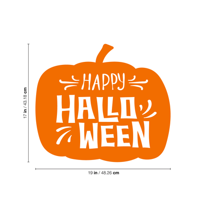 Vinyl Wall Art Decal - Happy Halloween - 17" x 19" - Trendy Halloween Season Pumpkin Shape Quote for Home Bedroom Living Room School Classroom Office Decoration Sticker