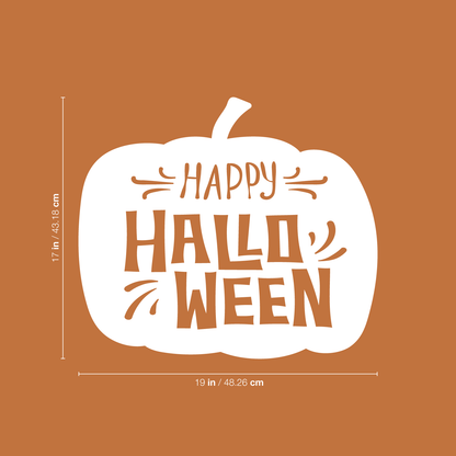 Vinyl Wall Art Decal - Happy Halloween - 17" x 19" - Trendy Halloween Season Pumpkin Shape Quote for Home Bedroom Living Room School Classroom Office Decoration Sticker