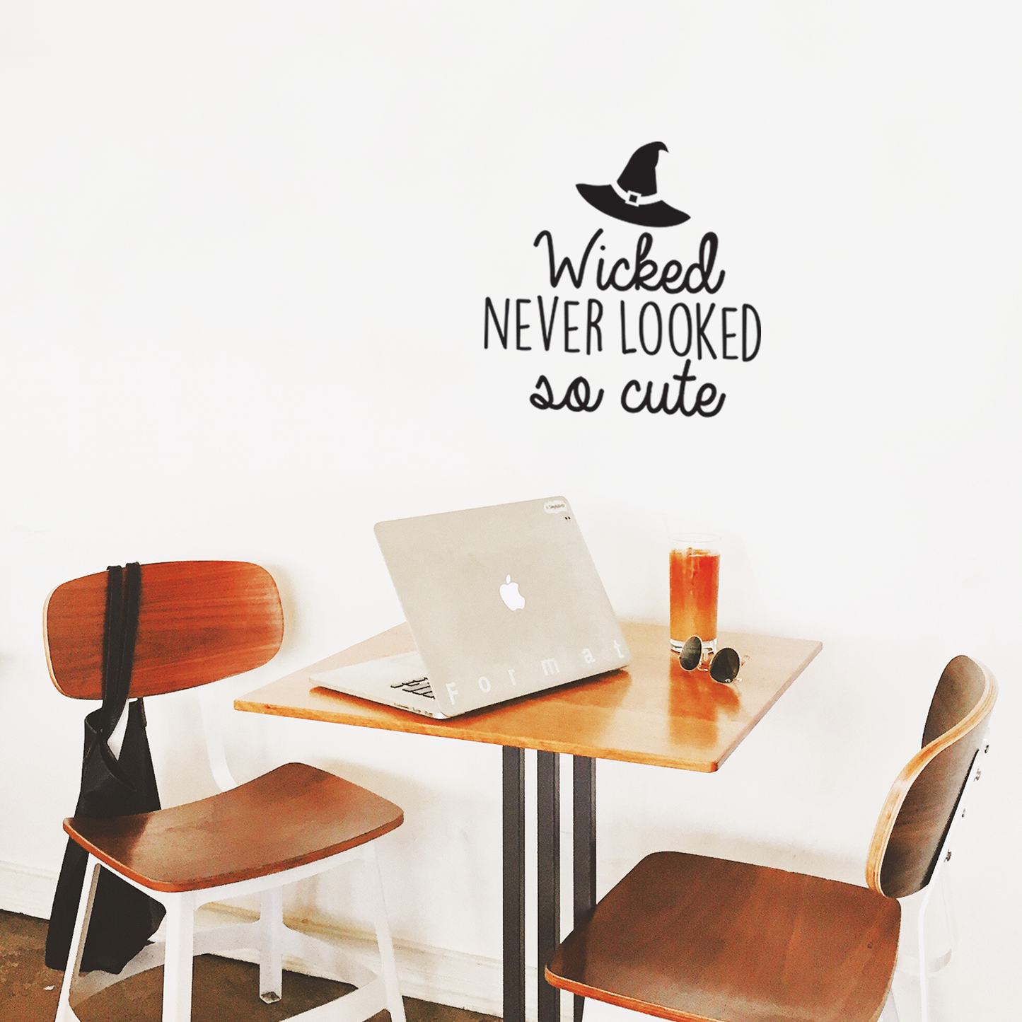 Vinyl Wall Art Decal - Wicked Never Looked so Cute - 17" x 17" - Modern Spooky Halloween Quote for Home Bedroom Kids Room Store Coffee Shop Seasonal Decoration Sticker