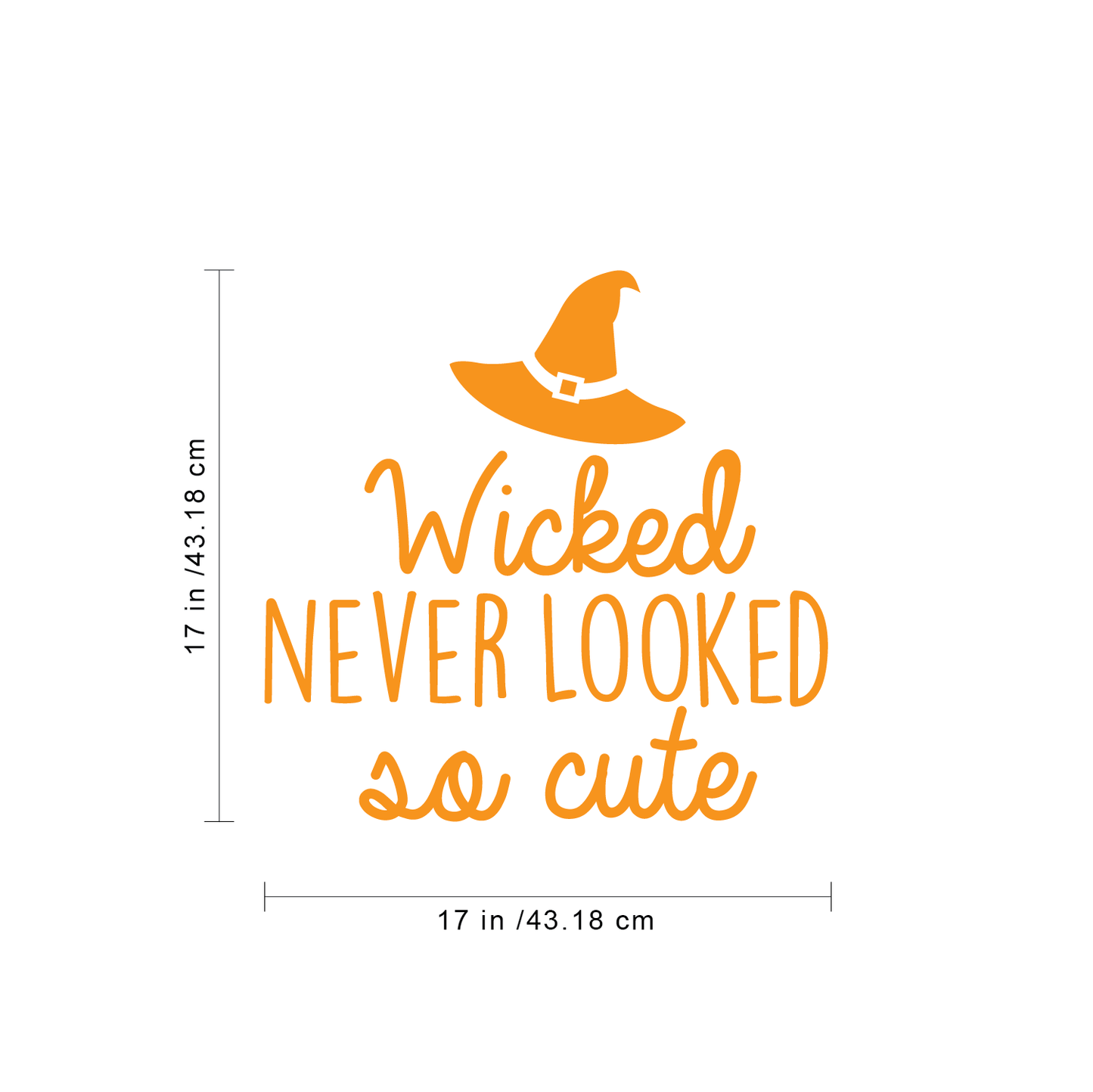 Vinyl Wall Art Decal - Wicked Never Looked so Cute - 17" x 17" - Modern Spooky Halloween Quote for Home Bedroom Kids Room Store Coffee Shop Seasonal Decoration Sticker