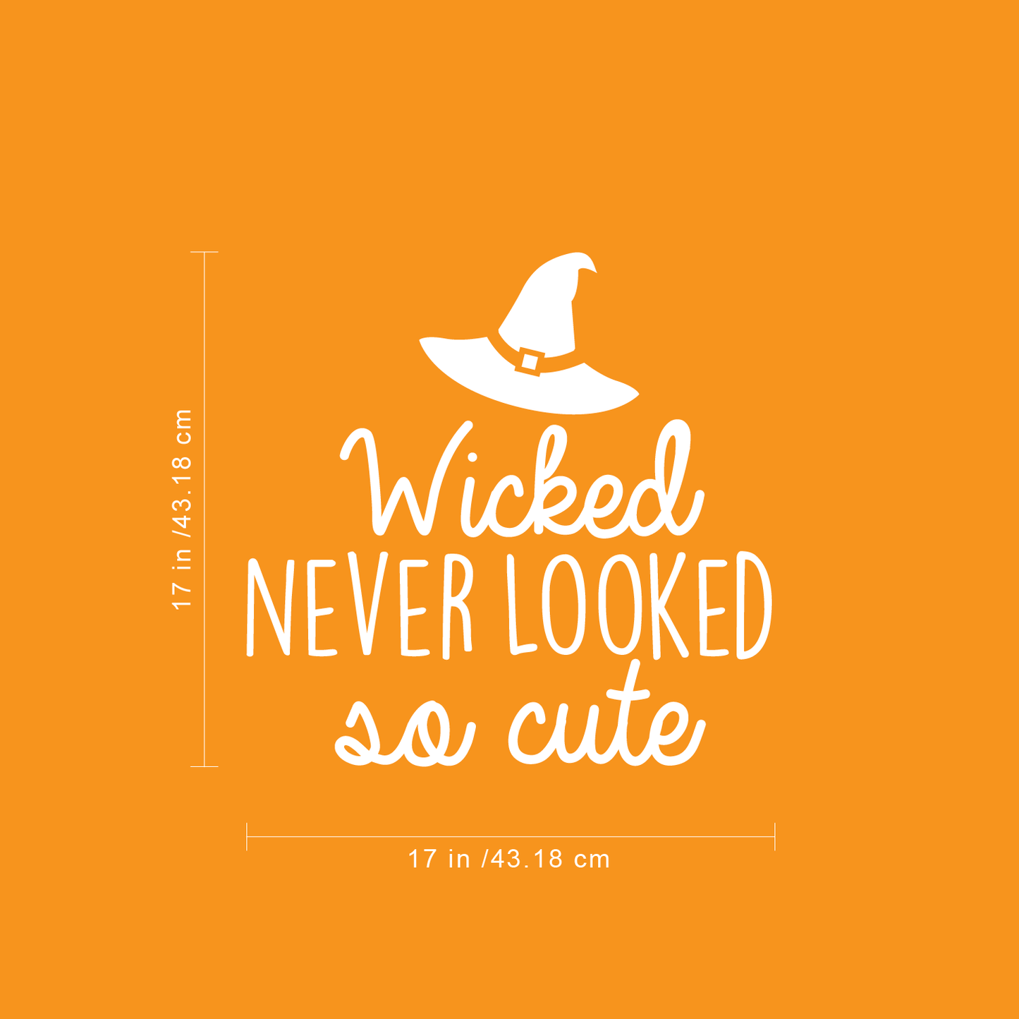 Vinyl Wall Art Decal - Wicked Never Looked so Cute - 17" x 17" - Modern Spooky Halloween Quote for Home Bedroom Kids Room Store Coffee Shop Seasonal Decoration Sticker