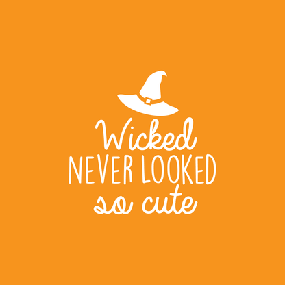 Vinyl Wall Art Decal - Wicked Never Looked so Cute - 17" x 17" - Modern Spooky Halloween Quote for Home Bedroom Kids Room Store Coffee Shop Seasonal Decoration Sticker