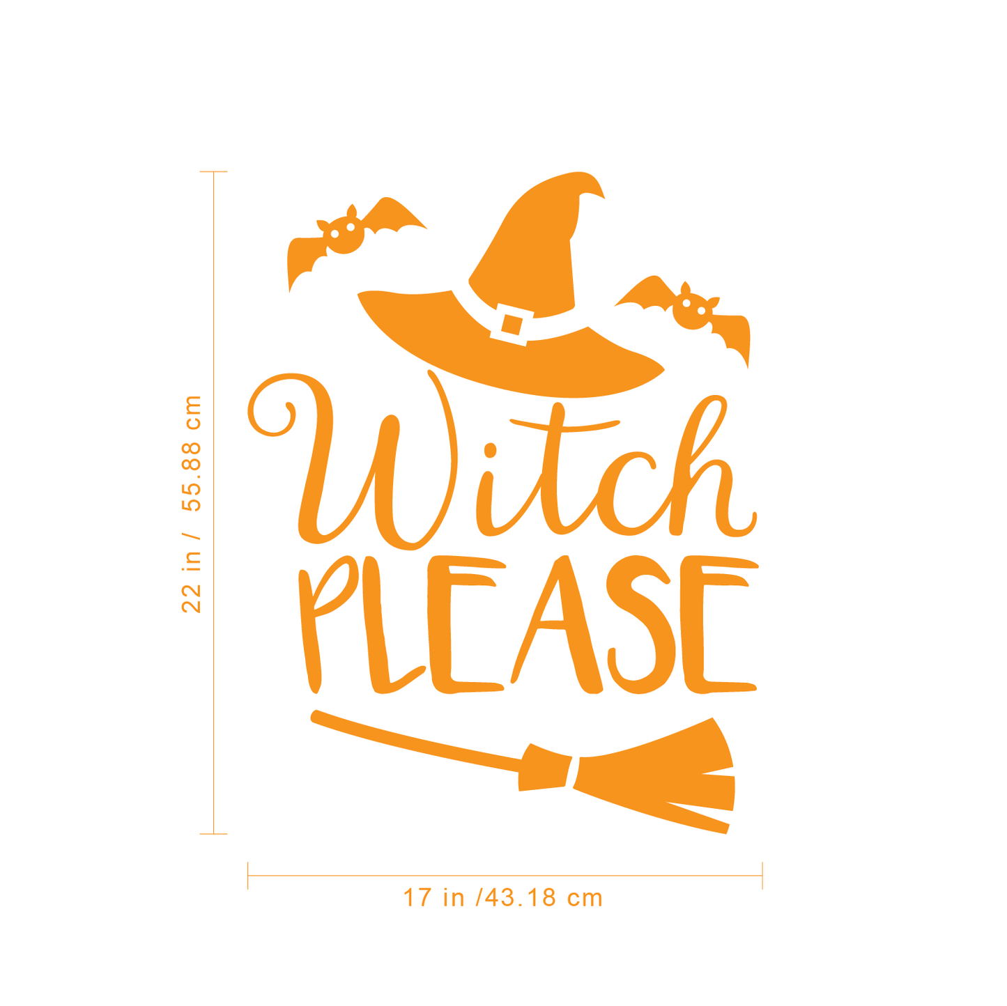 Vinyl Wall Art Decal - Witch Please - 22" x 17" - Trendy Halloween Season Hat Broom Bats Shape Quote for Home Bedroom Living Room School Classroom Office Decoration Sticker