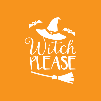 Vinyl Wall Art Decal - Witch Please - 22" x 17" - Trendy Halloween Season Hat Broom Bats Shape Quote for Home Bedroom Living Room School Classroom Office Decoration Sticker