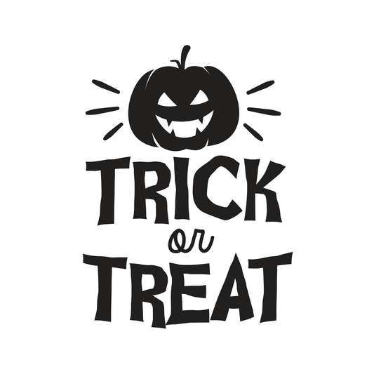 Vinyl Wall Art Decal - Trick Or Treat Pumpkin - 23" x 17" - Trendy Spooky Halloween Quote for Home Entryway Front Door Store Coffee Shop Restaurant Seasonal Decoration Sticker