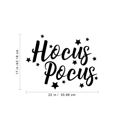 Vinyl Wall Art Decal - Hocus Pocus - 17" x 22" - Trendy Halloween Season Stars Shape Cursive Quote for Home Bedroom Living Room School Classroom Office Decoration Sticker